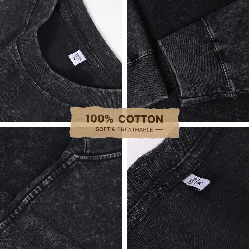 1/3 Pack Unisex Vintage Washed Heavyweight Soft Breathable Cotton Long Sleeve T-Shirt, Loose Fit Baggy Gym Casual Oversized Tee, Couple Outfit for Daily Wear & Outdoor Sports