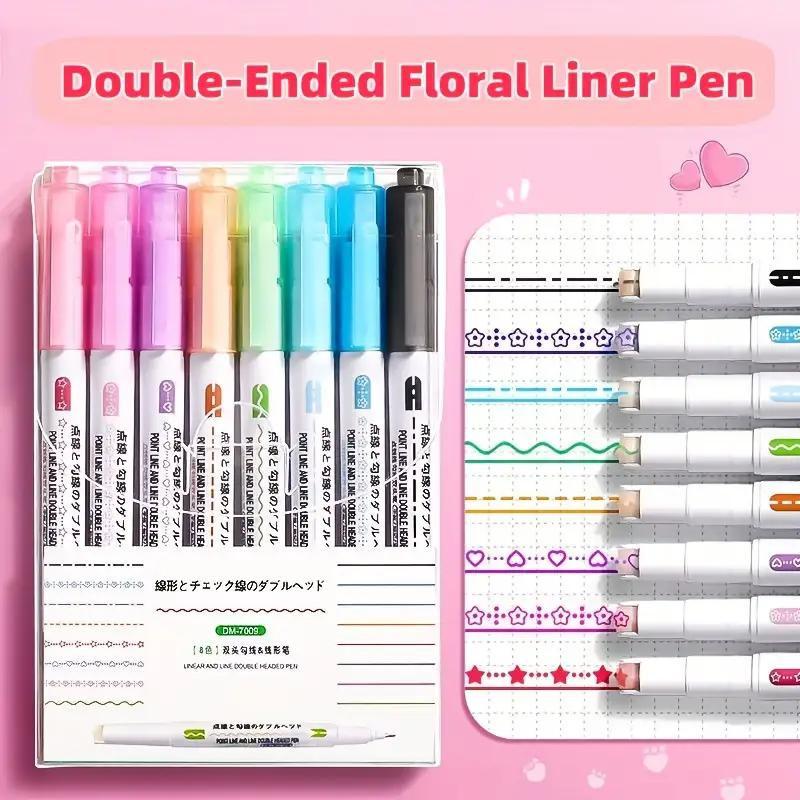 Journal Deco Must - Have 🌸 Curved Floral Roller Pens - Border Pens for Creative Handwriting & Layouts