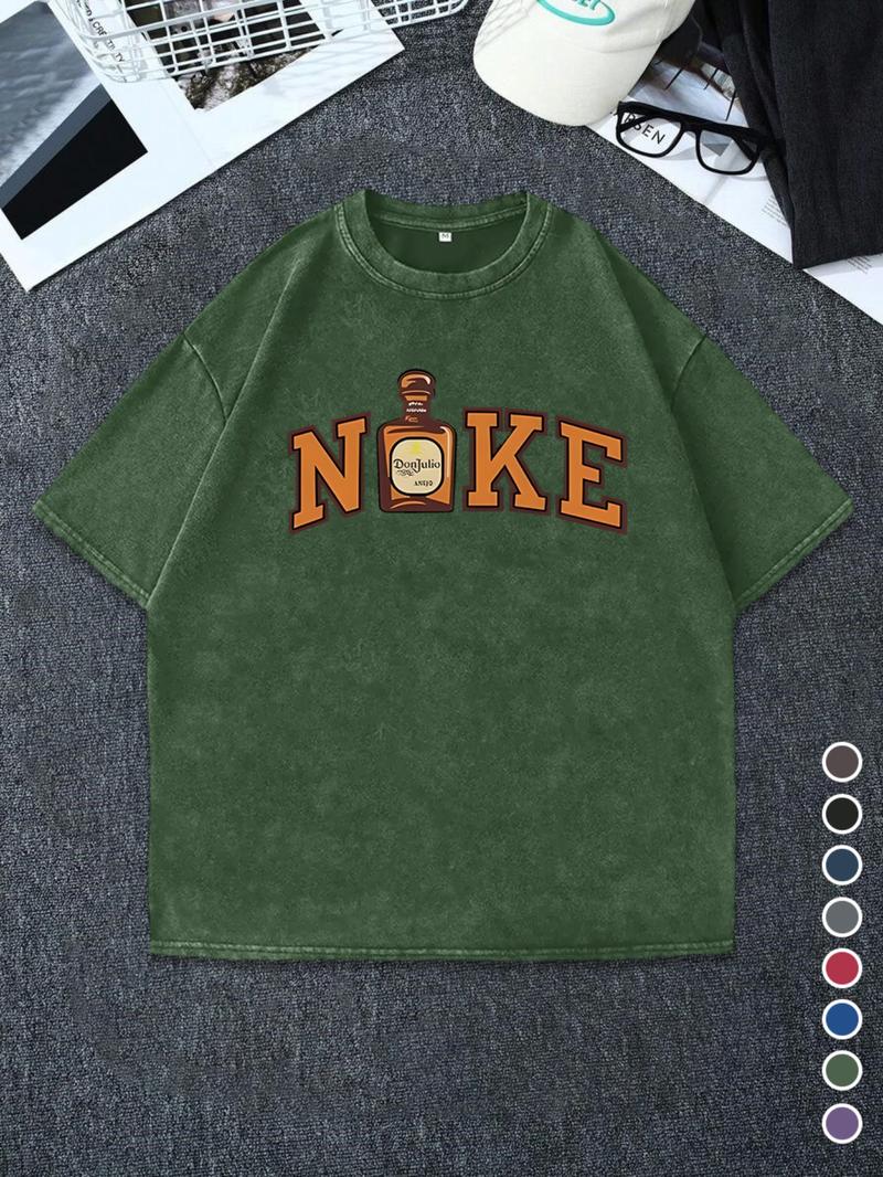 Men's Regular Fit Nose Print Round Neck Graphic Tee, Vintage Trendy Casual Short Sleeve T-shirt for Daily Wear, Men's Summer Outfit, Top