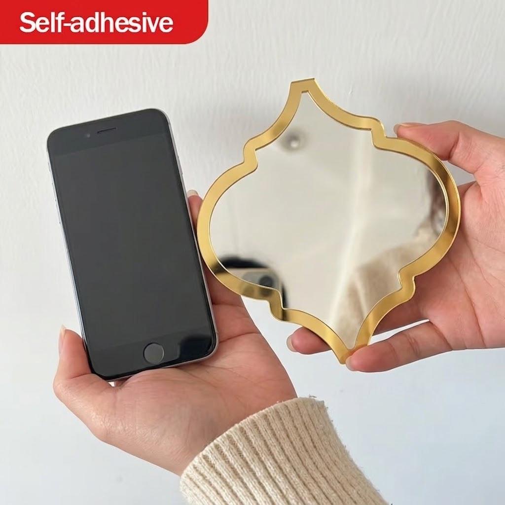 9/12Pcs Moroccan Style Acrylic Wall Mirror Set, Irregular Silver Color Decorative Mirrors, Frame, Bohemian Art Wall Decor, Bathroom/living Room/hallway