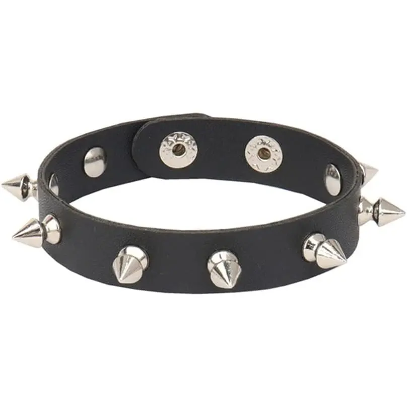 Punk Studded Spike Bracelet for Men Black Leather Bracelets for Women Rivet Buckle Gothic Bracelet Spiked Goth Bracelet  Halloween Costume Accessories Wristband
