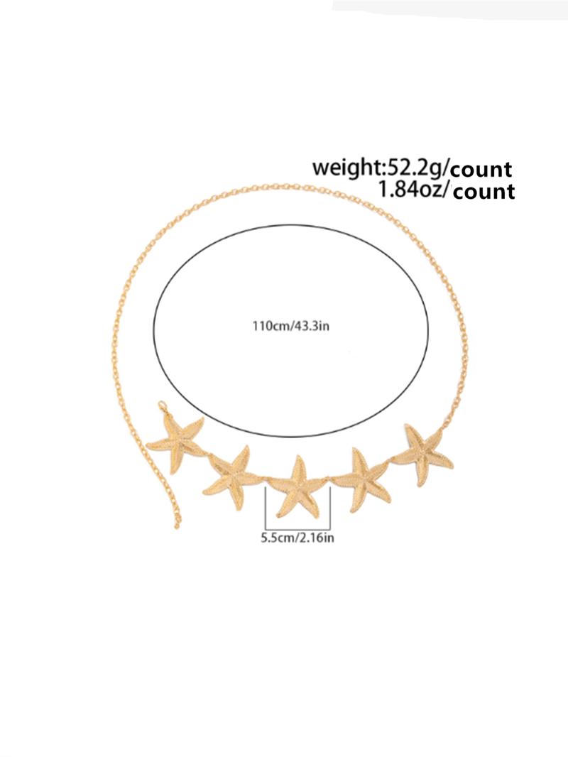 Women's Starfish Design Waist Chain, Boho Style Body Jewelry for Beach Vacation, Fashion Accessories for Party, Daily Clothing Decor