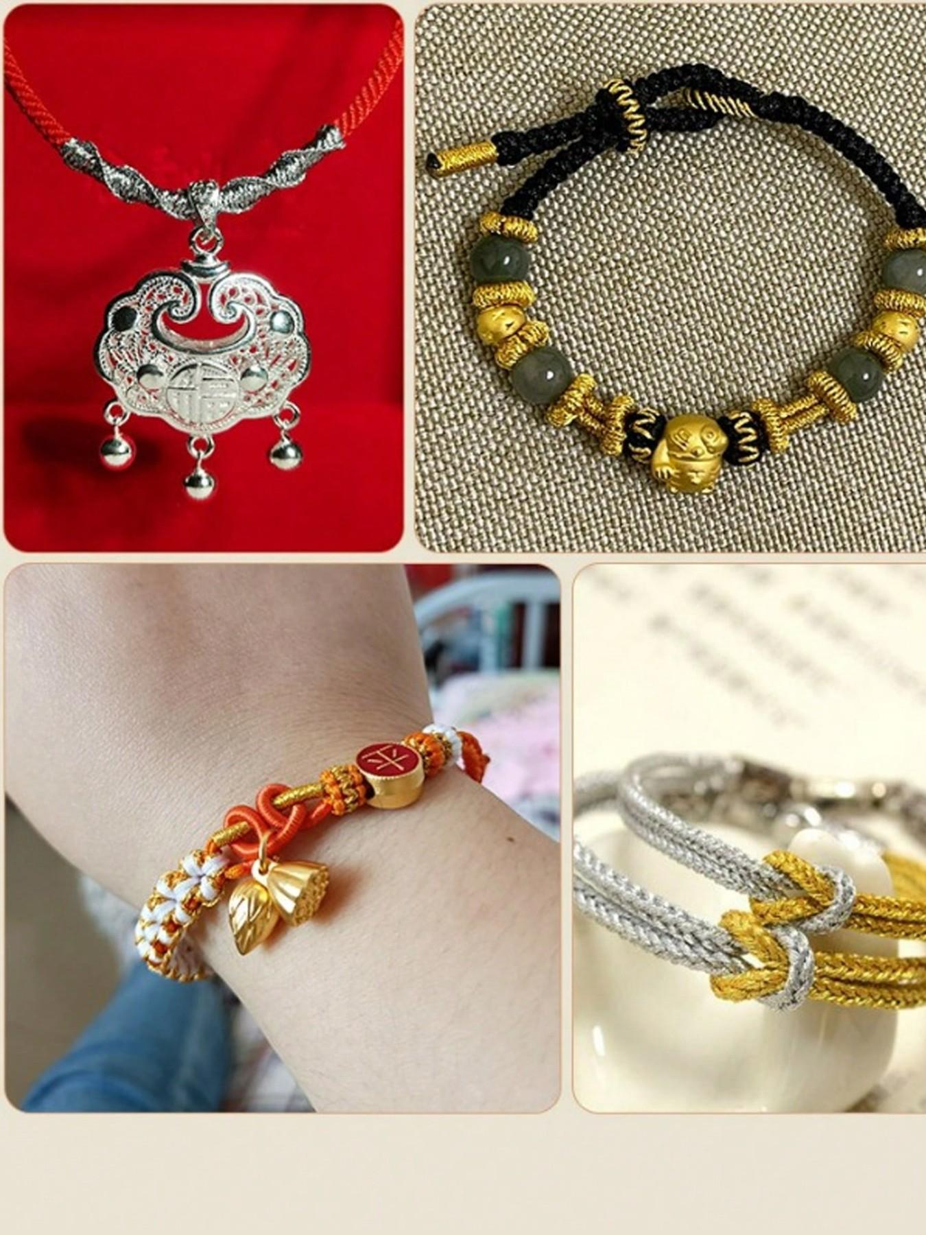 Gold/Silver Thread Macrame Cord Rope Braided String For Bracelet Necklace DIY Tassels Beading Shamballa String Jewelry Making