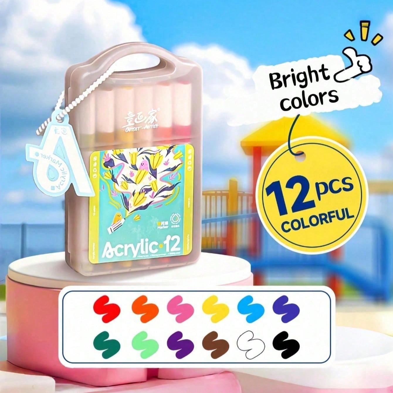 Set of 48/36/24 Color Acrylic Markers, Soft Tips, DIY, Layering, Water Washable, Strong Coverage, Ideal for Art Classes, Student Use