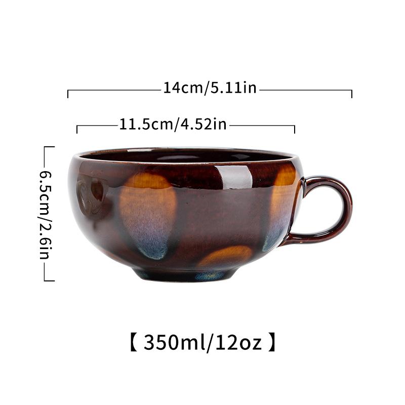 Soup Bowl with Handle, 12oz Coffee Mug, Cozy Mug, Drinking Mug, Ceramic Mug, Cereal Breakfast Cup, Suitable for Milk Desserts, Oatmeal, Microwave Safe, Non-Bone China Material