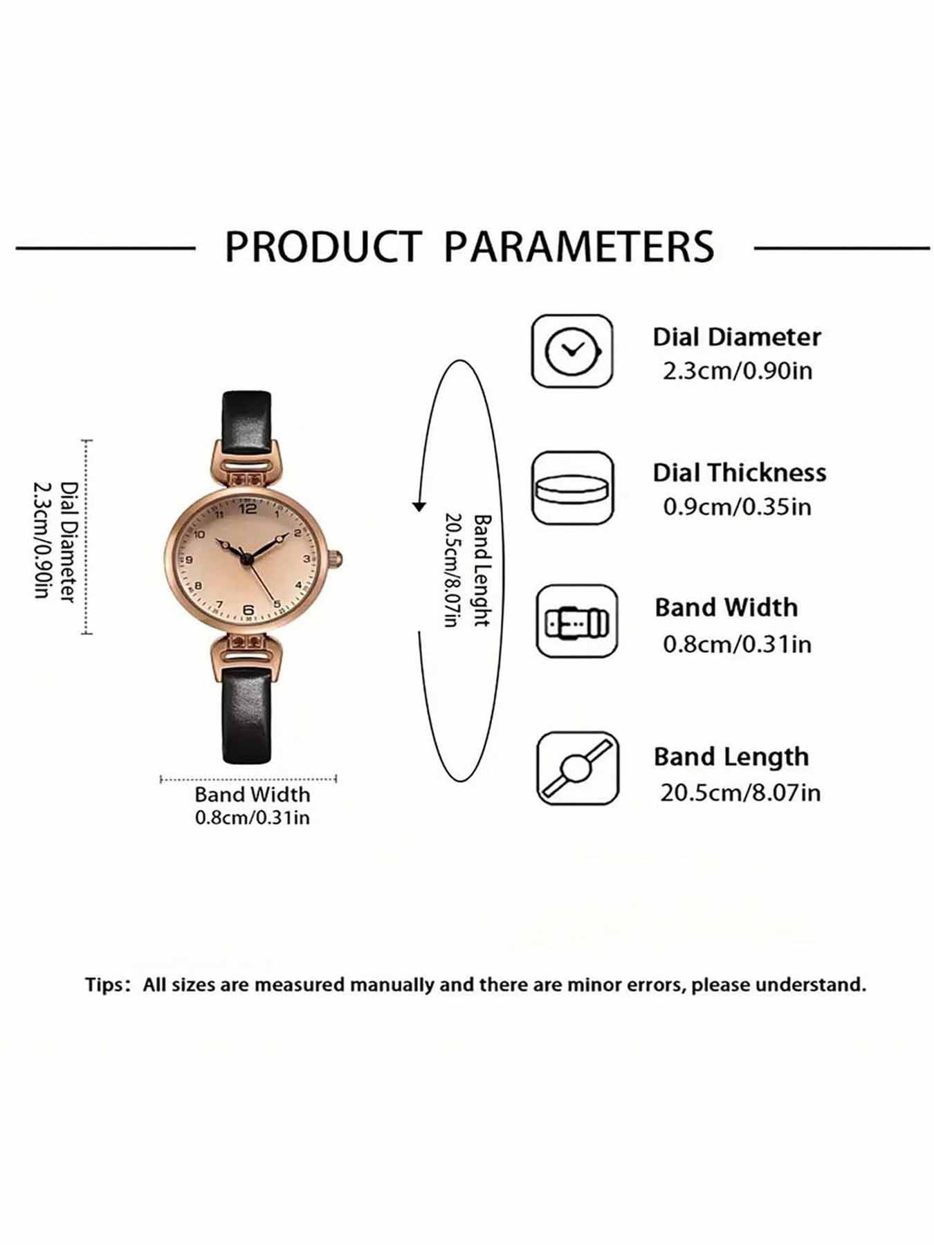 Fashion and Elegant Quartz Watch PU Leather Thin Strap Women's Quartz Watch Solid Color Fashion Women's Watch