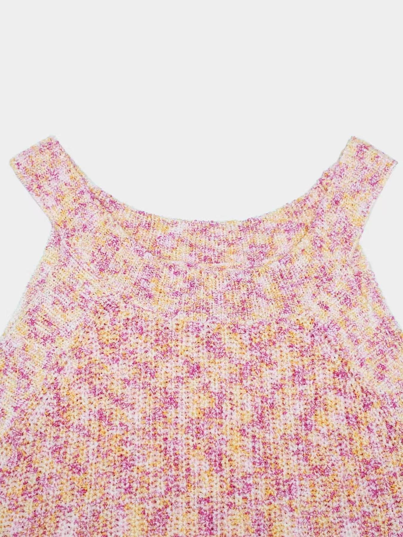 Summer Tie-Dye Sexy Elegant Short Knit Vest, Casual Stylish Tank Top, Versatile and Chic Top for Spring & Summer