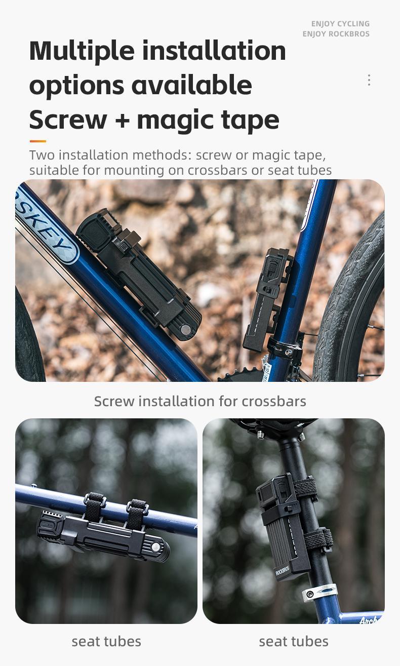 ROCKBROS Anti-Theft Folding Bike Lock,Bold Diameter 0.7cm,High-Strength ABS Material,Portable Folding Key Lock Bicycle Motorcycle Electric Vehicle