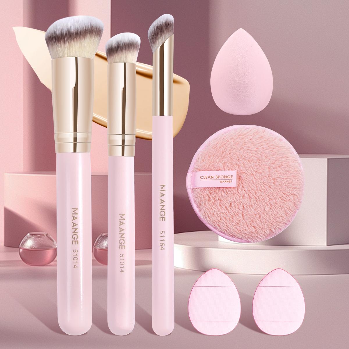 Makeup Tool Set, 7 Counts/set Makeup Brushes & Makeup Sponge & Powder Puff, Professional Makeup Tools for Women & Girls