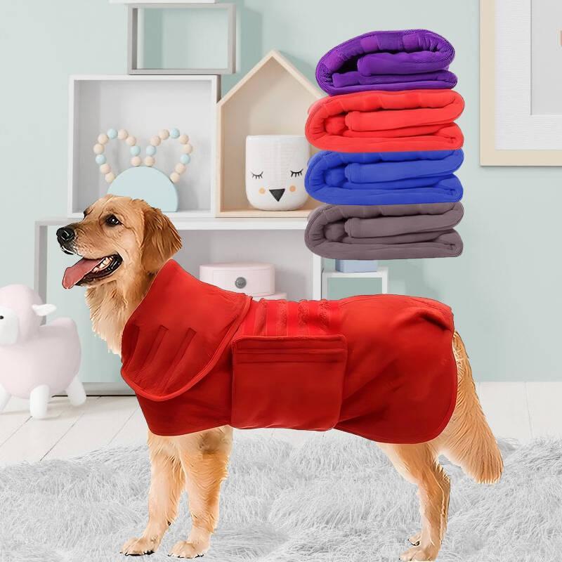 Absorbent Pet Drying Coat - Quick-Drying Microfiber Bath Towel robe for Dogs & Cats, Essential Grooming Towel for Large Breeds Like Labradors & Golden Retrievers