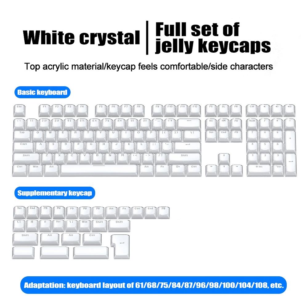 Aula Ice Crystal Jelly Keycaps, Acrylic Material, Side Characters, Translucent, Ergonomic Height Variations, Fits Multiple Keyboard Layouts