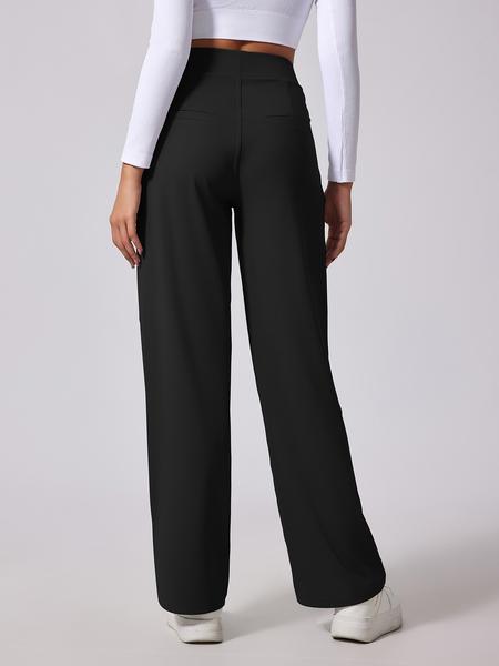 Women's Solid High Waist Trousers, Casual Comfy Trousers for Work Office Business, Ladies Bottoms for All Seasons, Casual Loose Pants