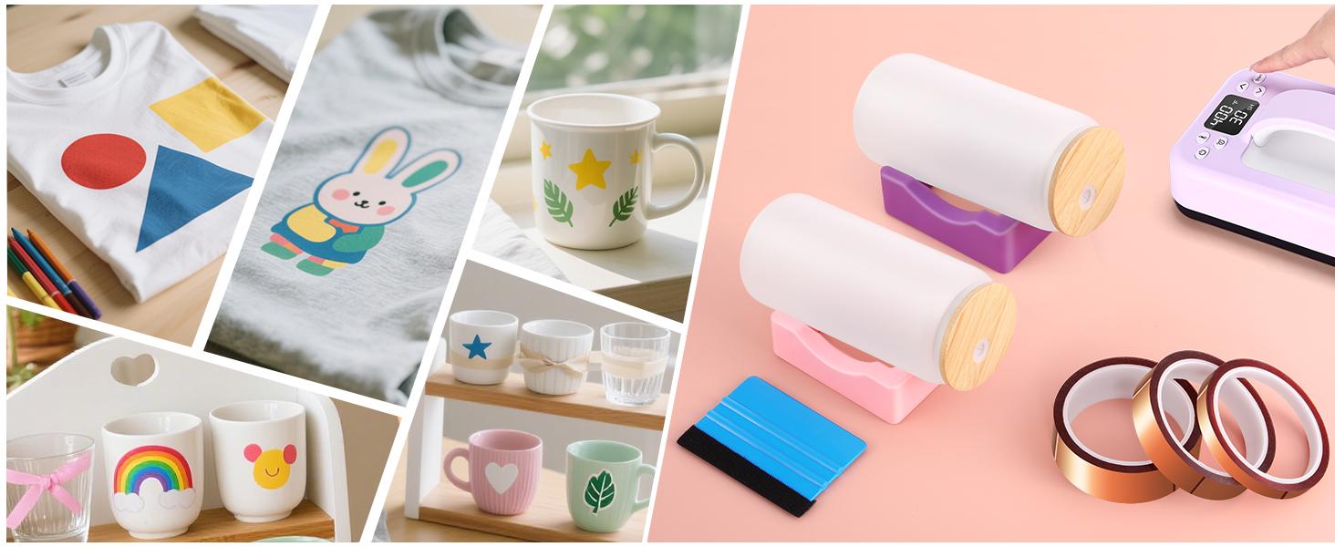 AKEYDIY Heat Tape Set(0.39"/0.78"/1.18"), 3 Rolls Sublimation Heat Resistant Tape with Silicone Cup Cradle and Felt Edge Squeegee to Apply Vinyl Decals, Tumbler Making for DIY Crafts, Heat Press Sublimation Projects AKEYDIY Heat Tape Set(0.39"/0.78"/1.18"), 3 Rolls Sublimation Heat Resistant Tape with Silicone Cup Cradle and Felt Edge Squeegee to Apply Vinyl Decals, Tumbler Making for DIY Crafts, Heat Press Sublimation Projects