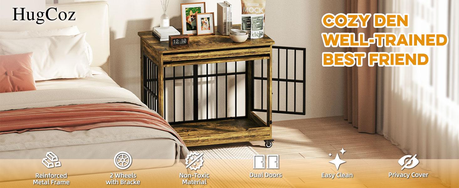 ZZWHOM Premium Solid Wood Dog Crate – Large Indoor Pet Kennel with Lockable Door, Multiple Sizes for Medium to Giant Breeds