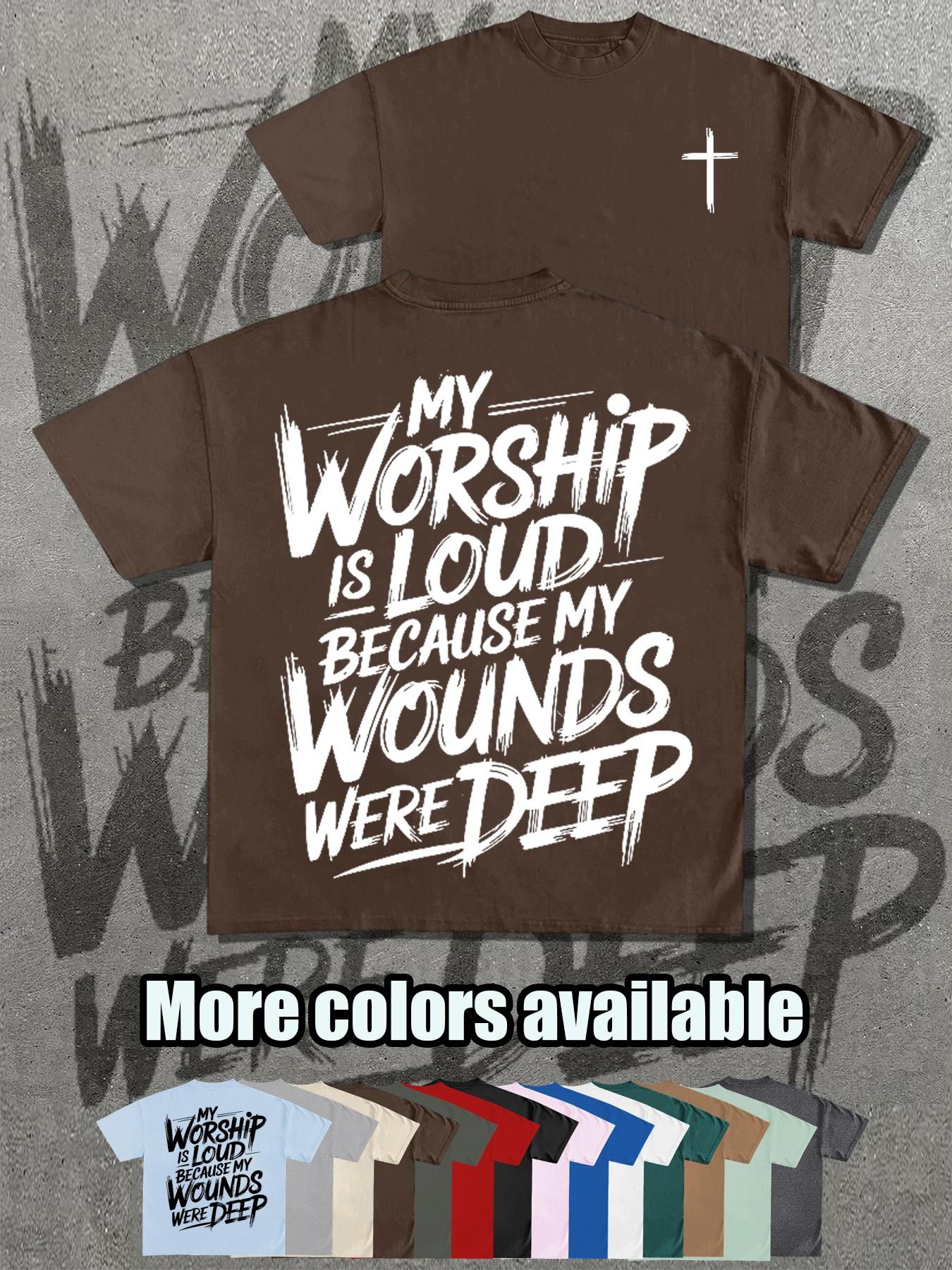 Christian Faith Theme T-Shirt, My Worship Is Loud Cross Print Short Sleeve, Loose Fit, Casual Long Top, Perfect Christian Gift