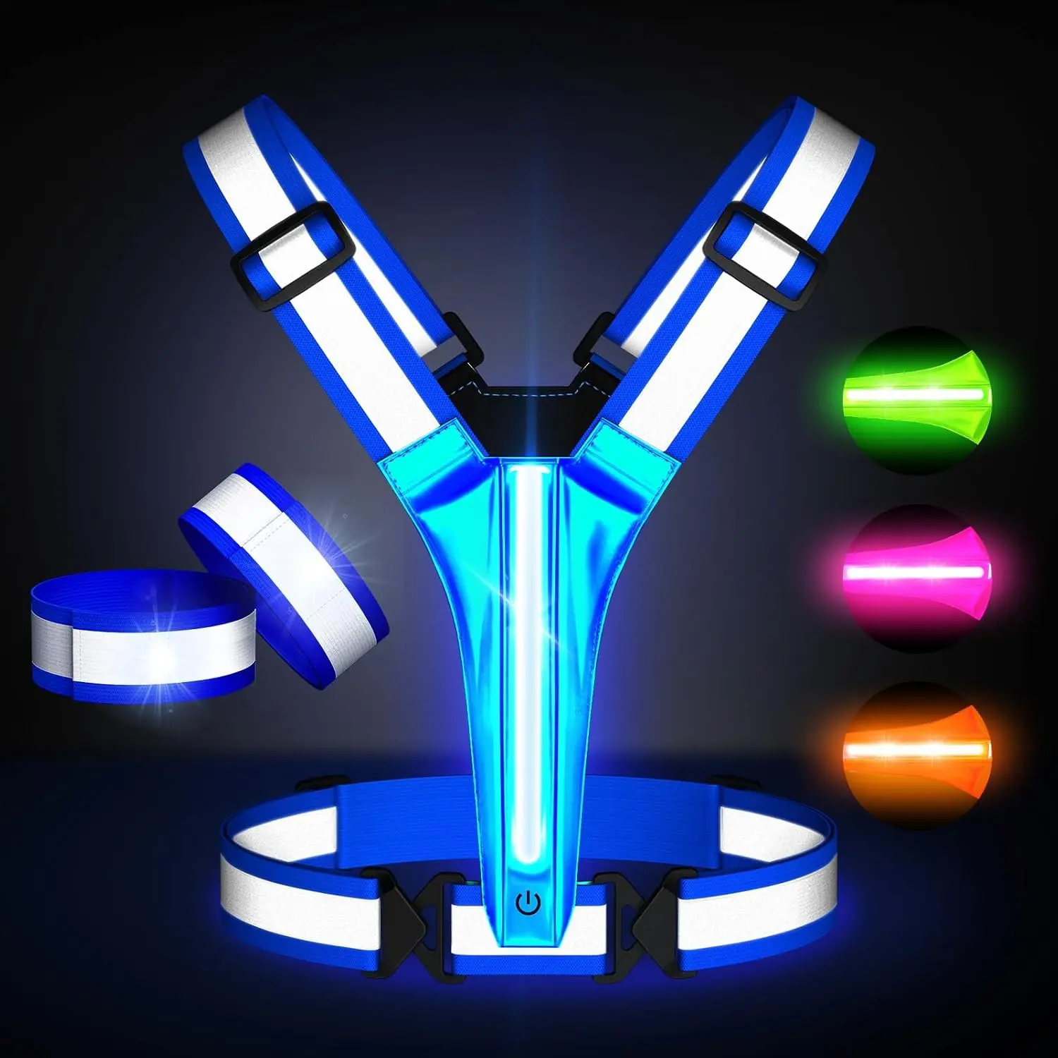 LED Light Up Reflective Running Vest for Runners and Night Walking, Rechargeable High Visibility Safety Vest