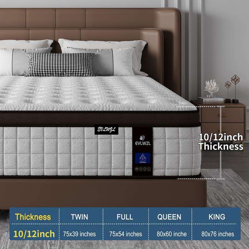 【miyedao】8/10/12/14 Inch Twin, Full, Queen, King Mattress Memory Foam And Spring, Hybrid MattressMedium Firmness, Lumbar Support, For Home Rooms Hotels, Boxed Halloween ChristmasGift Furniture Ergonomic mattress queen size mattress