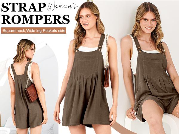 ANRABESS Women's Short Overalls Summer Casual Adjustable Strap Loose Linen Short Bib Overalls Sleeveless Jumpsuit Outdoor Rompers women dungarees