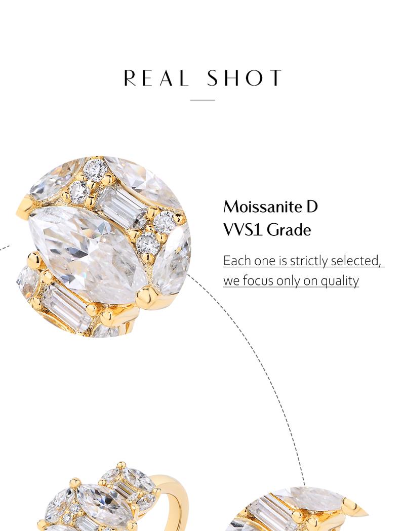 Gorgeous Marquise Synthetic Moissanite Ring for Women Wedding Band Engagement Gift Fine Jewelry R152