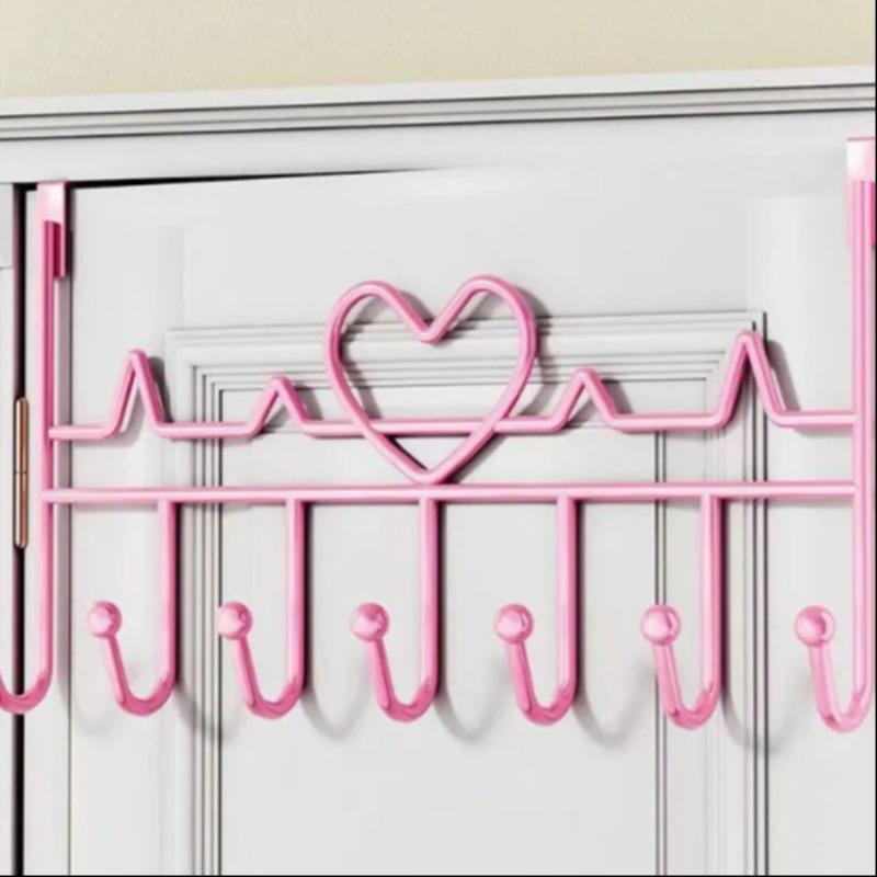 Space-Saving Metal Door Hanging Storage Rack, Easy Installation, Ideal for Towels, Clothes and Hats, No Drilling Required, Iron Art Design