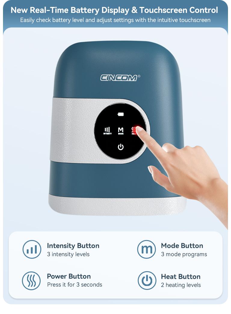 CINCOM Upgraded Hand Massager, Cordless Finger Soother with Customizable Settings，, Rechargeable with Comfort Warmth, Provides Ultimate Relaxation, Wonderful Gift for Black Friday, Thanksgiving, Christmas, Birthdays & More