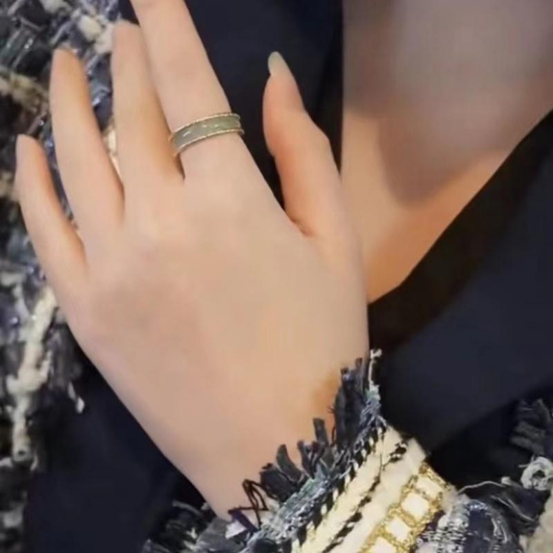 Natural Jadeite A-grade inlaid ring, new style blue water high ice jade ring, tail ring