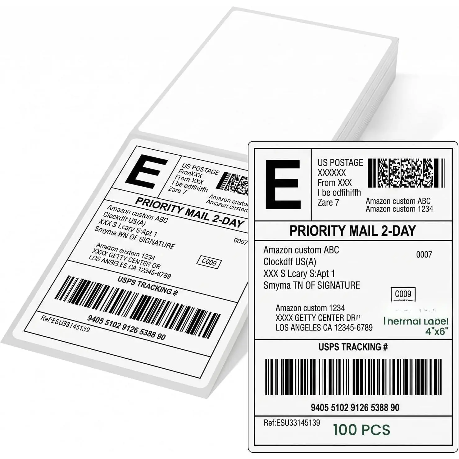 100 4"×6" Fanfold Direct Thermal Shipping Labels