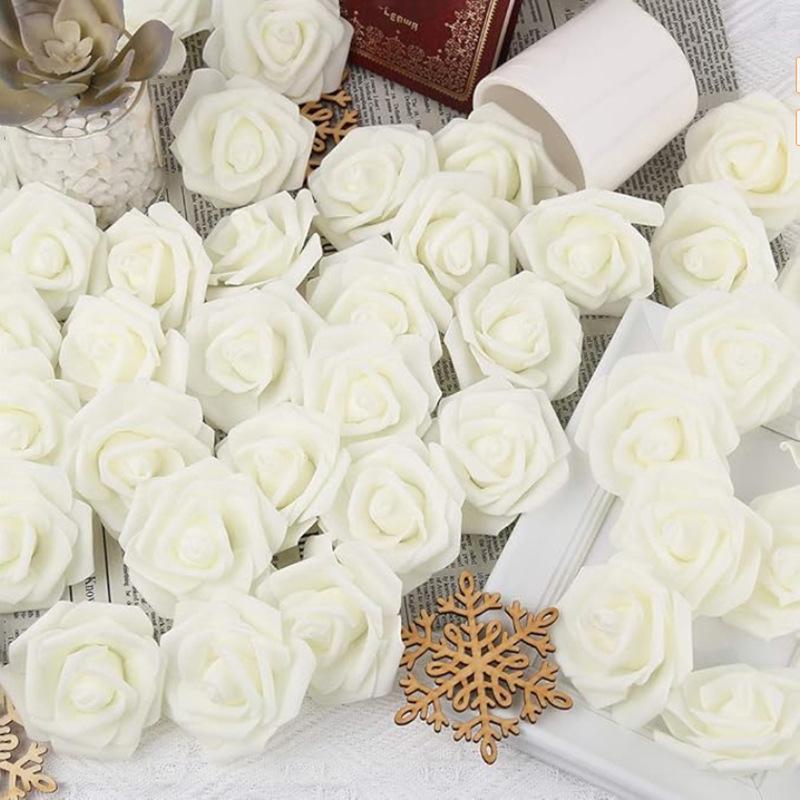 Artificial Rose Flower Heads Real Looking,Stemless Rose Artificial Flower Heads,DIY Real Touch 3D Artificial Foam Rose Head Without Stem for Wedding Party Home Decoration,Fake Roses Flowers Foam Blush Roses for DIY Wedding Centerpieces Party Baby Shower B