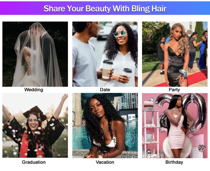 Bling Hair 6x4 Glueless Wigs Human Hair Pre Plucked Pre Cut Deep Water Wave HD Lace Front Wig Human Hair Pre Plucked For Beginners 3 Second To Wear