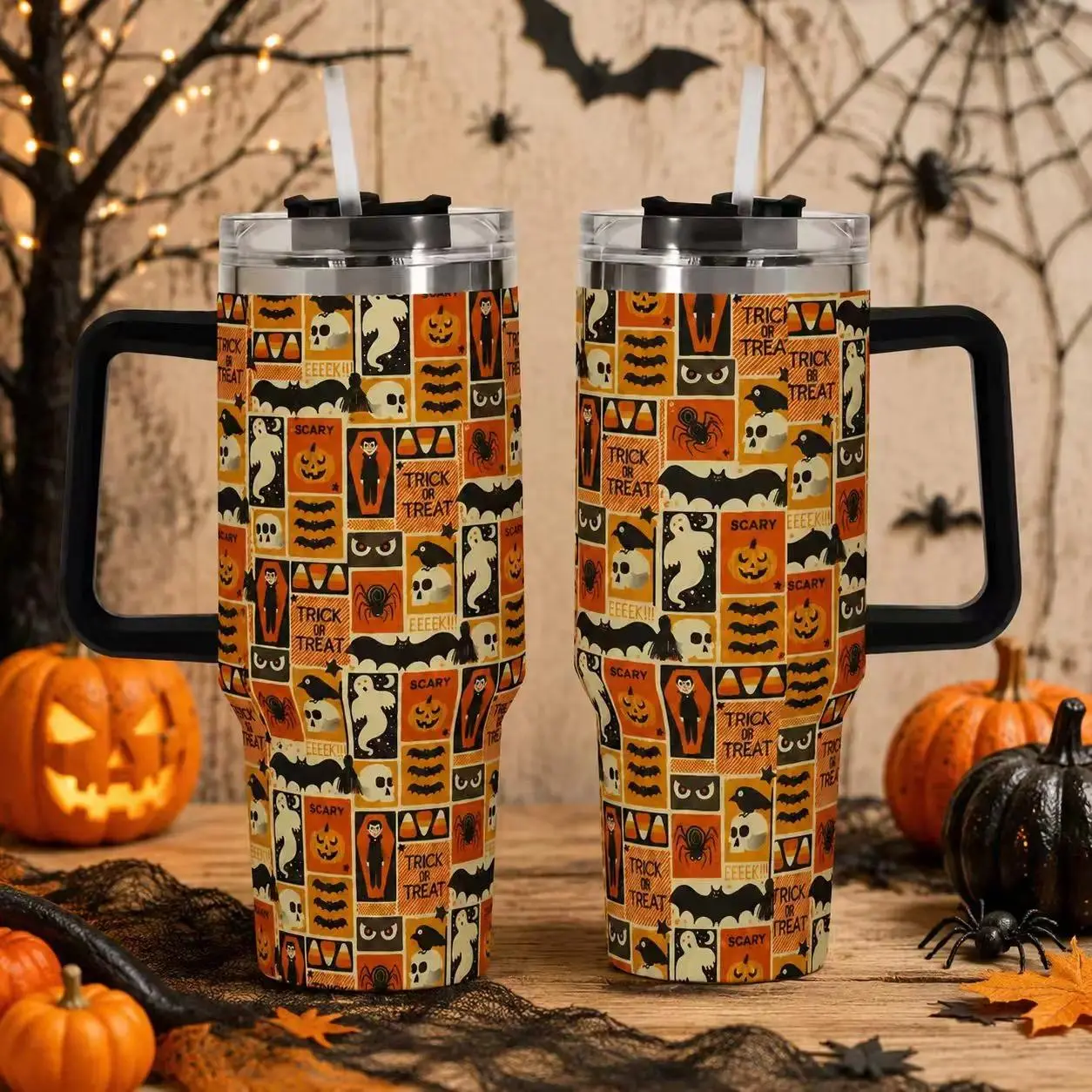 40oz Supernatural Themed Stainless Steel Insulated Travel Tumbler, Durable Water Cup With Straw Hole, Perfect Gift For Christmas, Thanksgiving Holiday