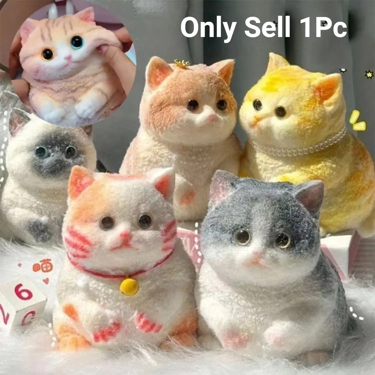 Cute Animal Cat Squishy Toy Ultra Soft Stress Relief Squeeze Fidget Toy Kawaii Sensory Toy for Kids Anxiety Relief Desk Decor Fidget Sensory Product