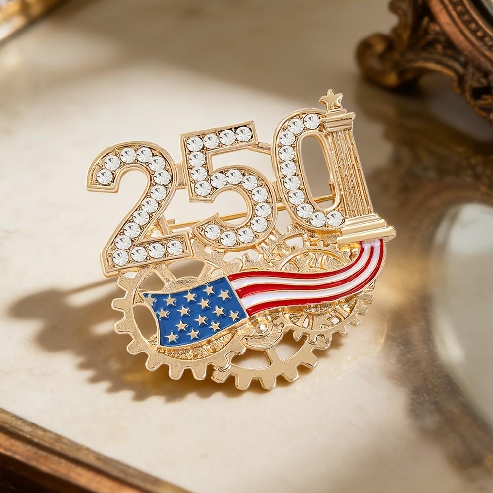 US 250th Anniversary Commemorative Brooch, American Patriotic Independence Day Pin for Men Women, Lapel Accessory for Suit Blazer Coat Collar