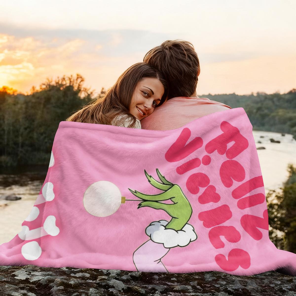 Comfortable Christmas Cartoon Grinch Blanket, Flannel Throw for Holiday Gifts, Soft and Skin-Friendly, Perfect for Home Use