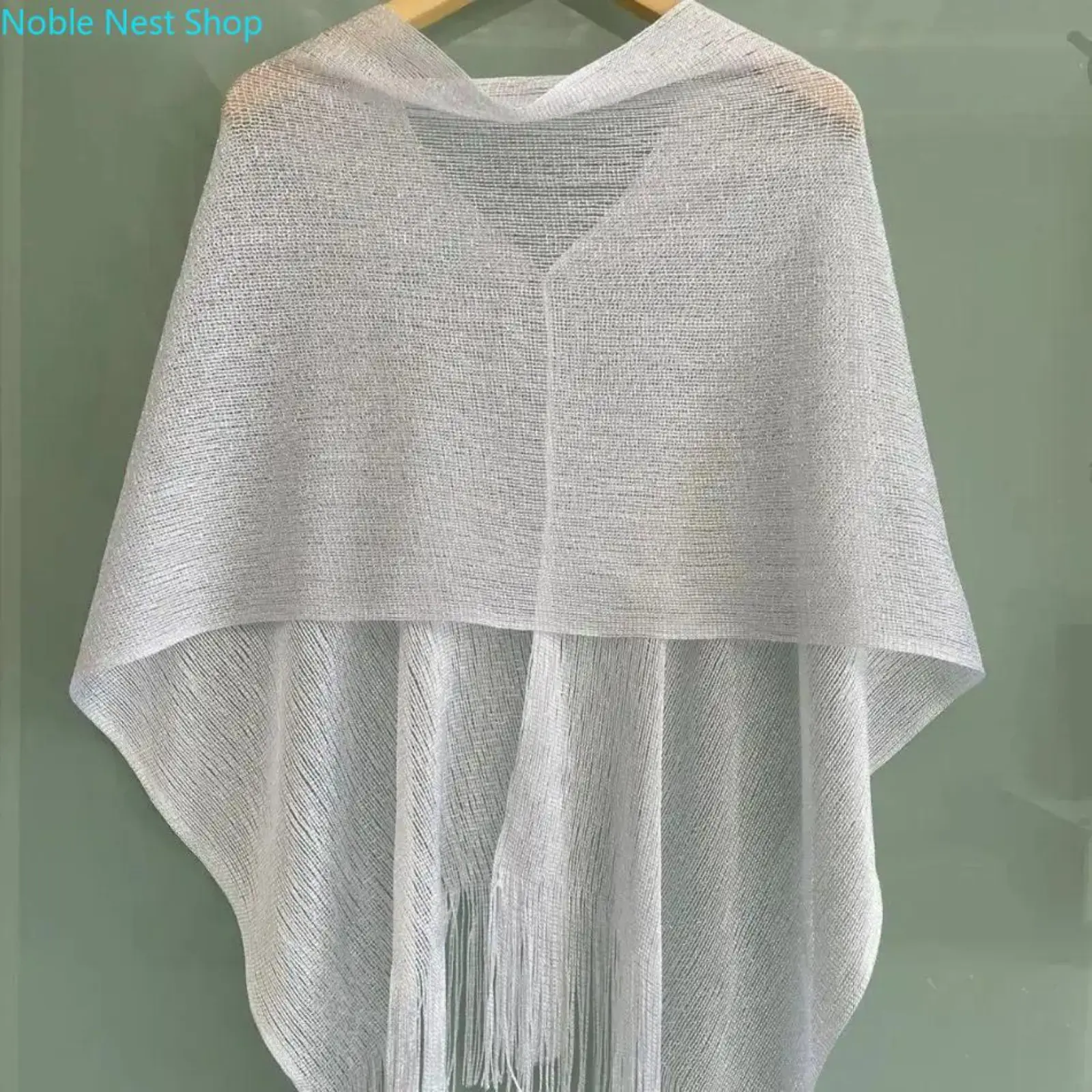 Solid Color Fringed Knitted UV-Protection Wrap for Women, Lightweight Spring Summer Shawl Multi-Way Beach Cover-Up Versatile Scarf Daily Layering
