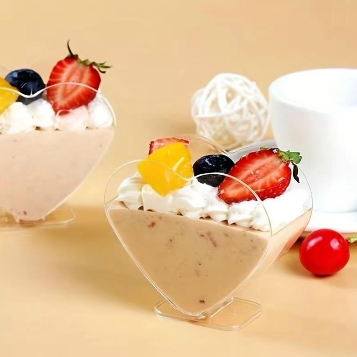 Clear Heart Shaped Dessert Cup, 30pcs Mini Serving Bowl for Appetizers and Snacks, Small Charcuterie Cups & Kitchenware for Home Party, Buffet, Wedding