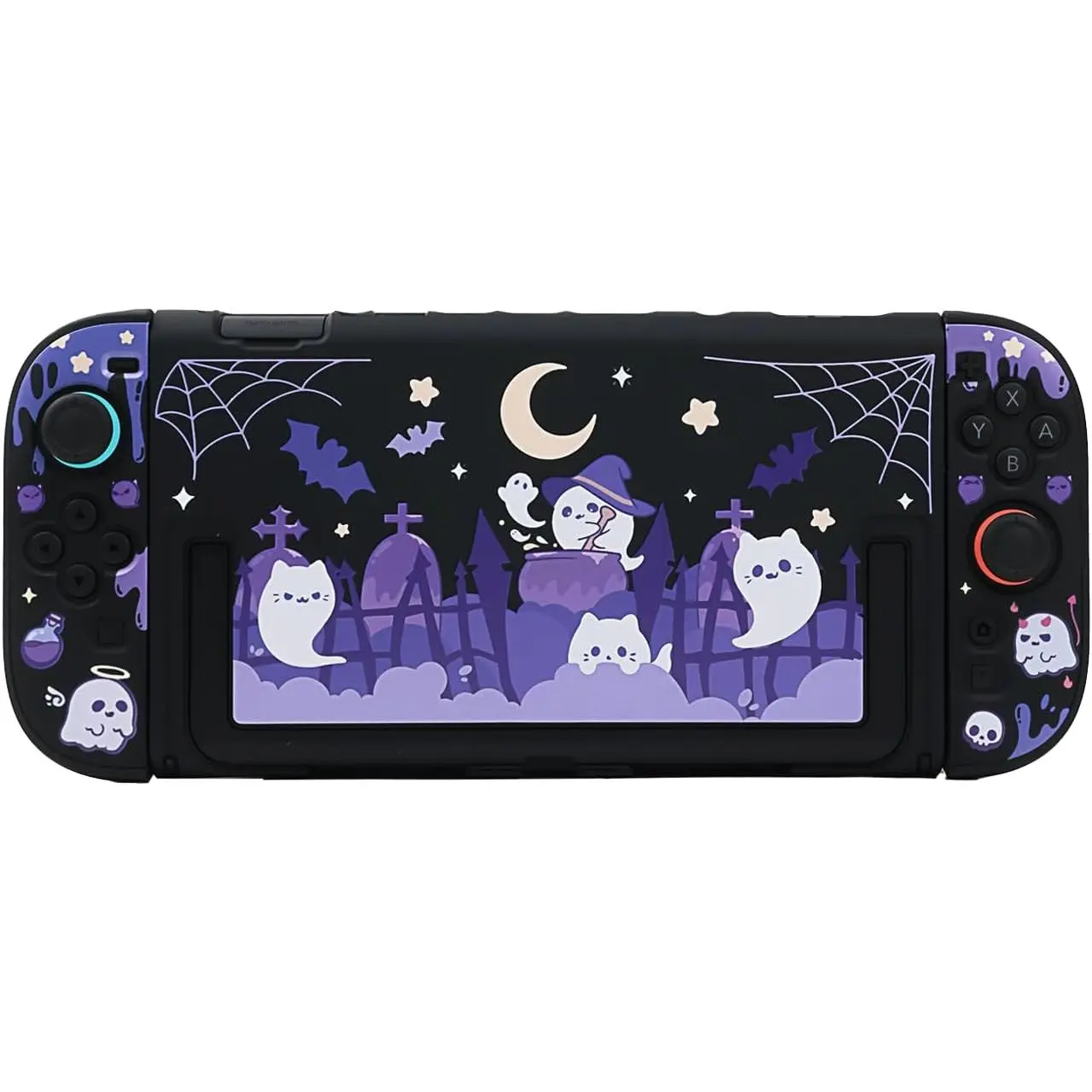 Halloween Theme Dockable PC Protective Case & Joycon Cover Accessories for Switch2/Regular Switch OLED Console, Ghost Devil Design (Switch2 Compatible)