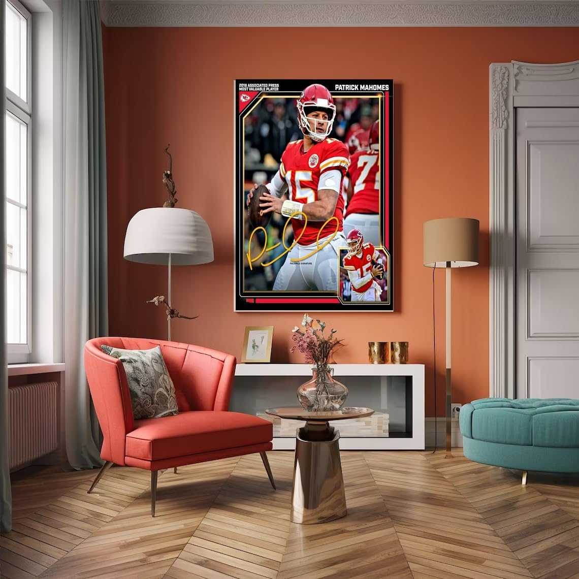 1pc Mahomes 15 Football Player Portrait, Vibrant Impact Design, Fan Ideal Gift, Multifunctional Decoration, Suitable for Any Space