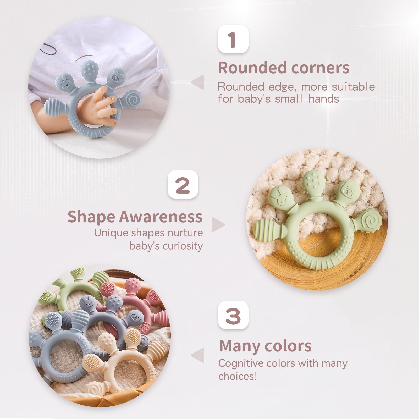 Baby Silicone Teething Ring Toy, Cute Animal-Shaped Teether, BPA-Free, Soothes Sore Gums, Safe Baby Teething Accessory