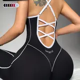 【Black Friday】Women's Seamless High Elastic Jumpsuit, Workout Jumpsuit, Criss Cross Back Strap, Sleeveless Sporty Design for All Seasons, Comfortable Yoga & Gym Wear