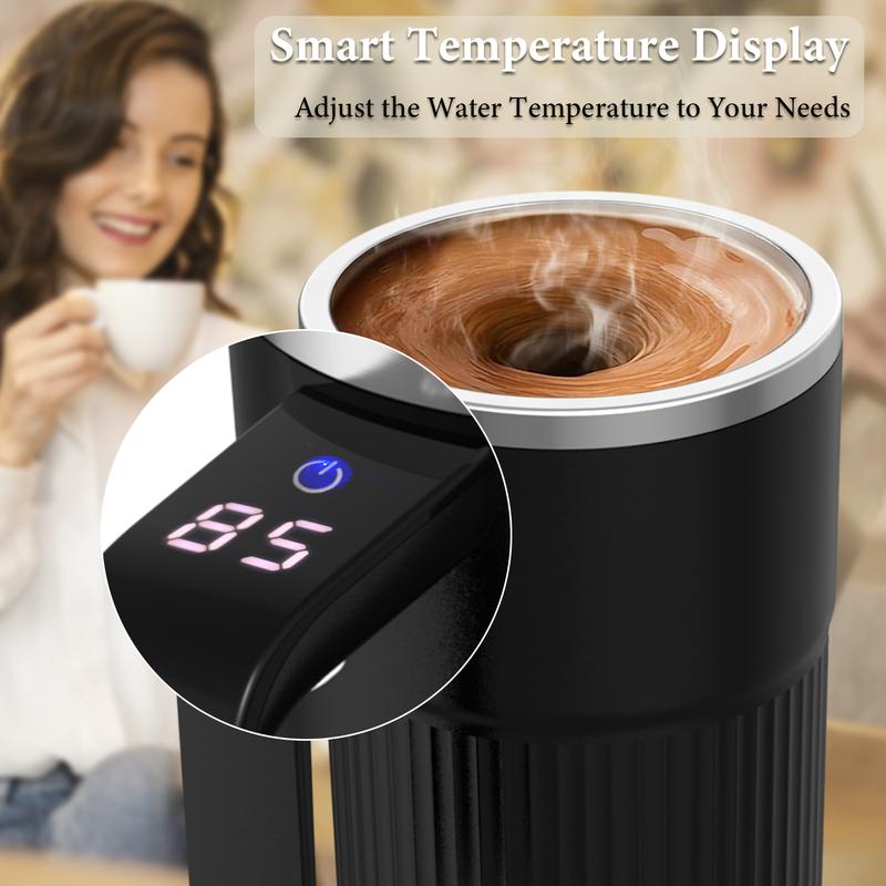 Upgraded Milk Frother/coffee Stirring Mug, Beverage Mixer, Intelligent Temperature Measuring, Rechargeable Automatic Stirring Cup, Suitable for Coffee, Tea, Hot Chocolate