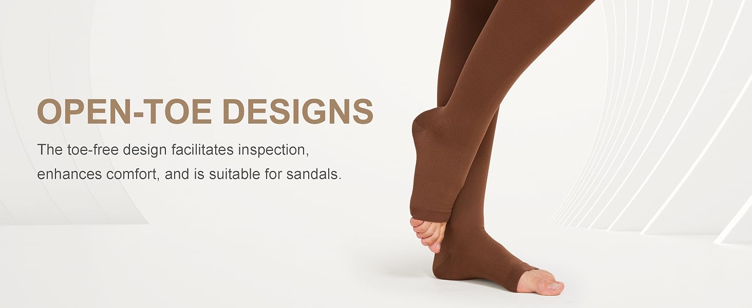 Medical Thigh High Compression Socks for Men & Women, Compression Socks Women, 20-30 mmHg Graduated Support Hose, Opaque Open Toe Pair, Ideal for Varicose Veins, Flight, Black Size L