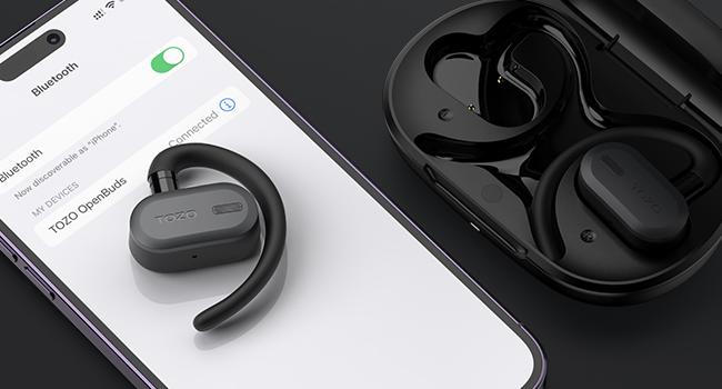 TOZO Open Buds Lightweight True Open Ear Wireless Earbuds with Multi-Angle Adjustment Audio Earphones sport earbuds Headphones Electronic Headset wireless earphone app control open-ear headphone Black headphones bluetooth noisecancellingheadphones