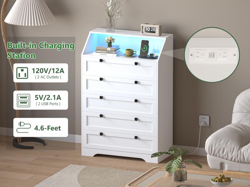 Nightstand with Charging Station,Drawer Dresser with LED Light, Space-Saving Tall Dresser Organizer for Bedroom, Hallway, Closet,Living Room, Furniture Orgaization Nightstand with Charging Station,Drawer Dresser with LED Light, Space-Saving Tall Dresser Organizer for Bedroom, Hallway, Closet,Living Room, Furniture Orgaization