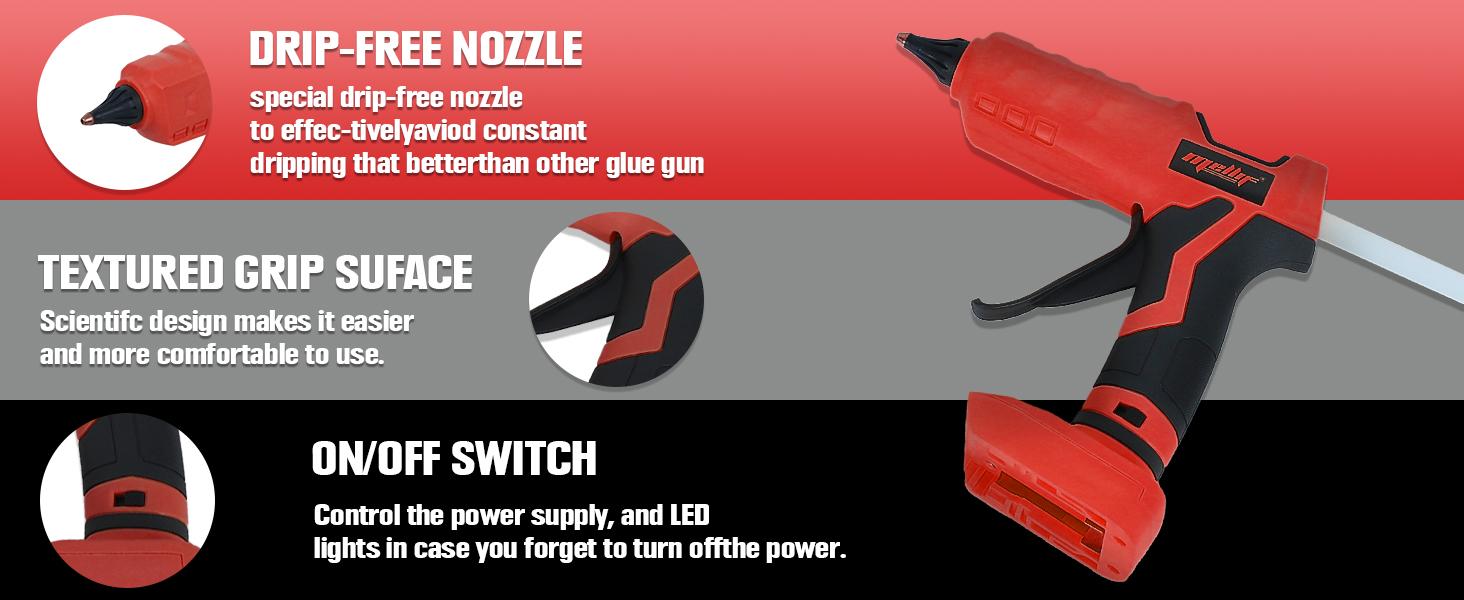 Cordless Milwaukee-Compatible Hot Glue Gun Full Size for Arts & Crafts & DIY with 20 0.43" Glue Sticks (Tool Only) Electric Adhesives