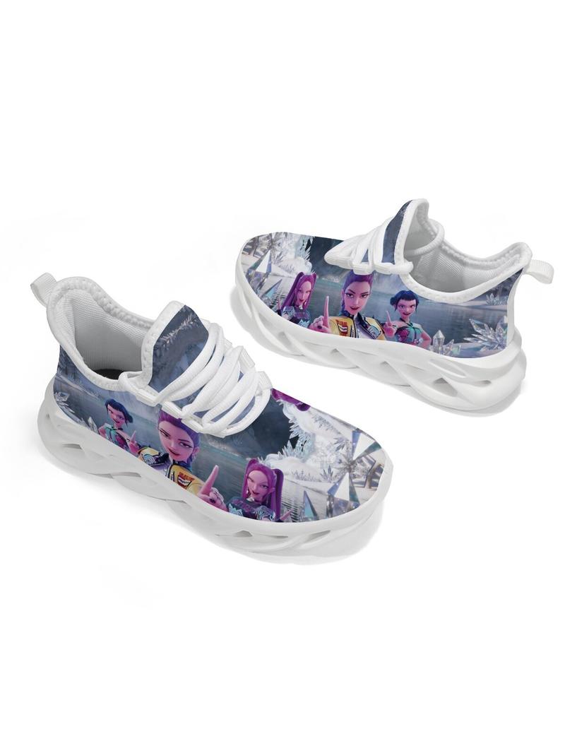 K-Pop Demon Hunters Casual Kids Sneakers Soft EVA Sole Low-cut Breathable Comfortable Fashion Sports Shoes for Girls Boys (011001)