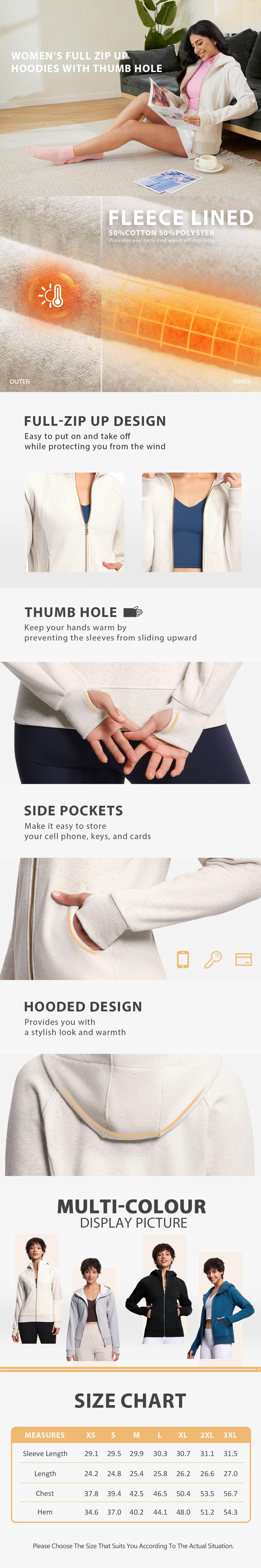 THE GYM PEOPLE Women's Zip Up Hoodies Fleece Workout Jackets Sweatshirts with Pockets Thumb Hole