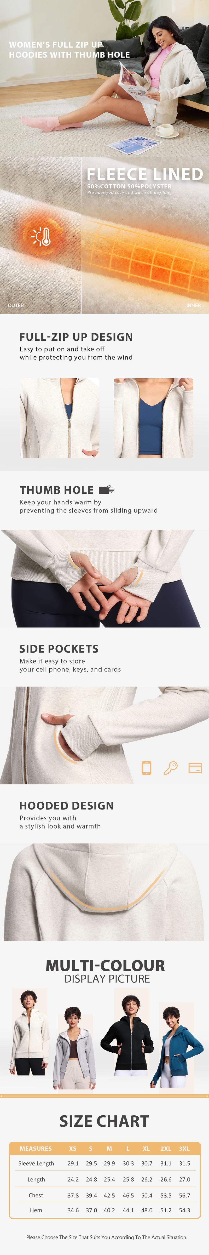 THE GYM PEOPLE Women's Zip Up Hoodies Fleece Workout Jackets Sweatshirts with Pockets Thumb Hole