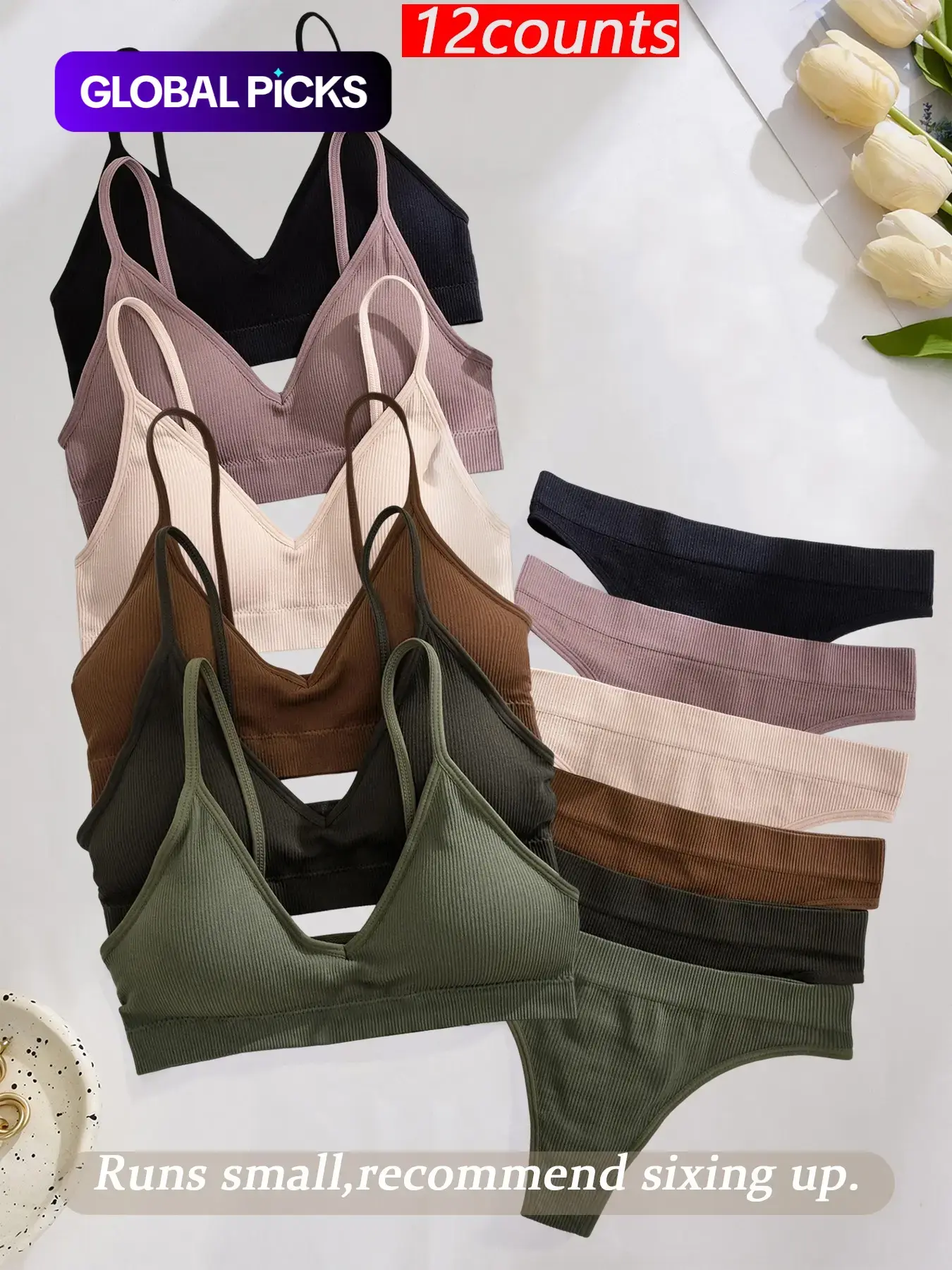 Women's Seamless Spaghetti Strap Wireless Non Underwire Bra Set, Breathable Full Coverage Lingerie, Casual Minimalist Plain Design, Medium Support, All Seasons Essential, Underwear, No Underwire Bras