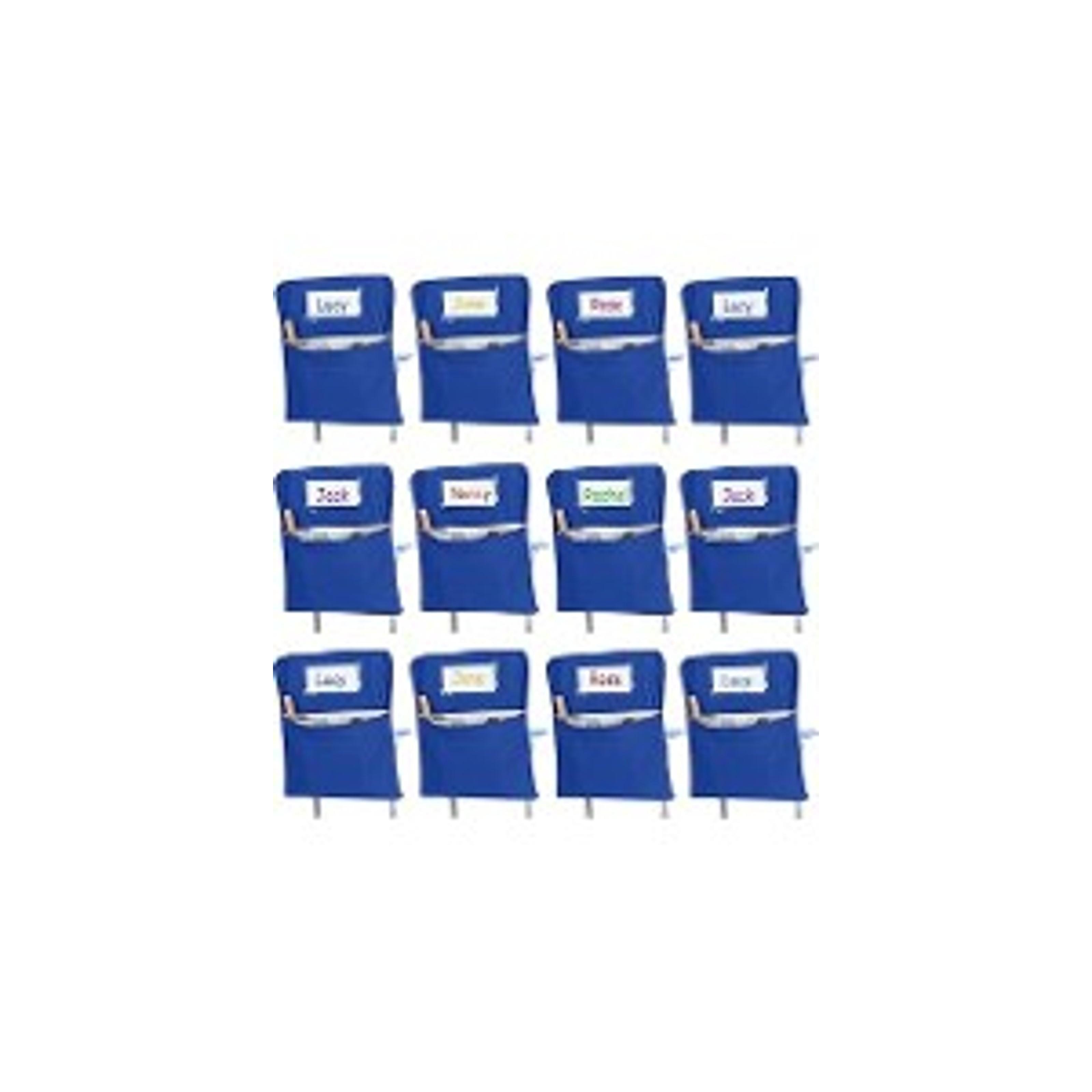 6 Pack 17 Inch Chairback Chart Student Chair Pockets, Black | Chair Back Classroom Organizer, with Name Tag, Chairback Storage Bags, Desk Organizer for Keeping Book Table Desk Organized