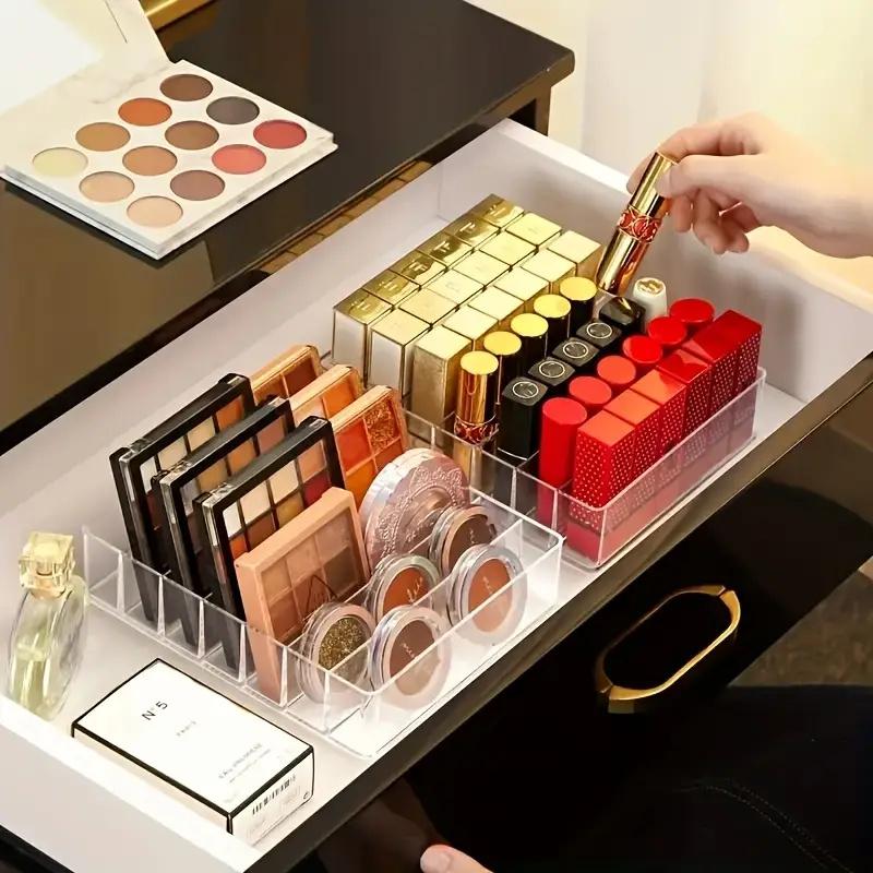 8-Cell Transparent Plastic Cosmetic Storage Box, Lipstick and Eye Shadow Rack, Bathroom Necessities Cosmetics Storage Tray